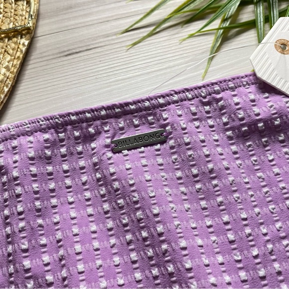 Billabong 💜 Lilac Check Underwire Bralette Bikini Top | Lowrider Bottoms - Picture 14 of 16